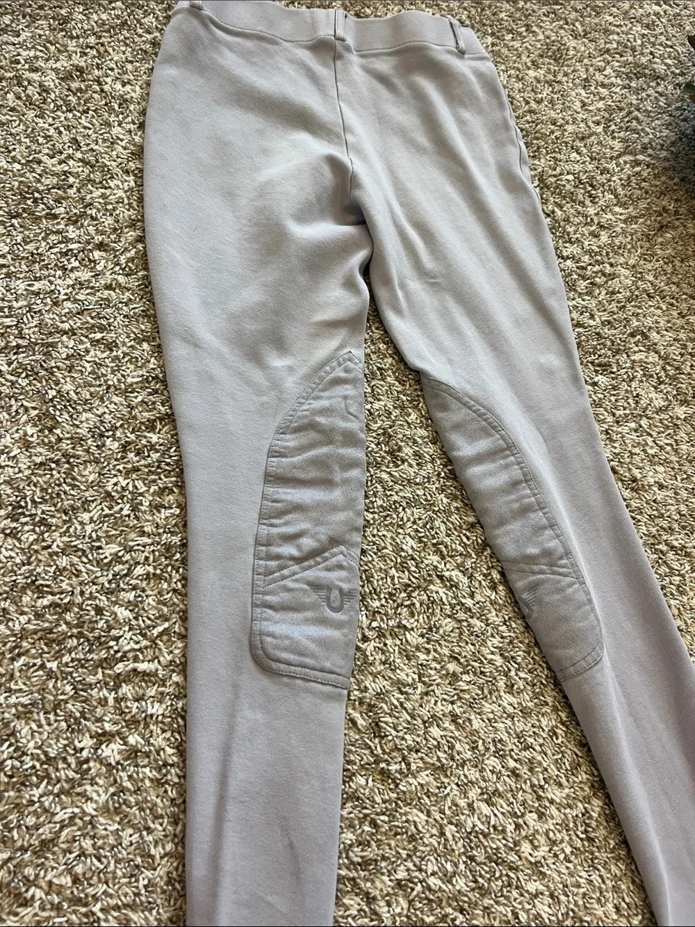 Girls Tuff Rider Light Gray High-Rise Equestrian Riding Knit Pants